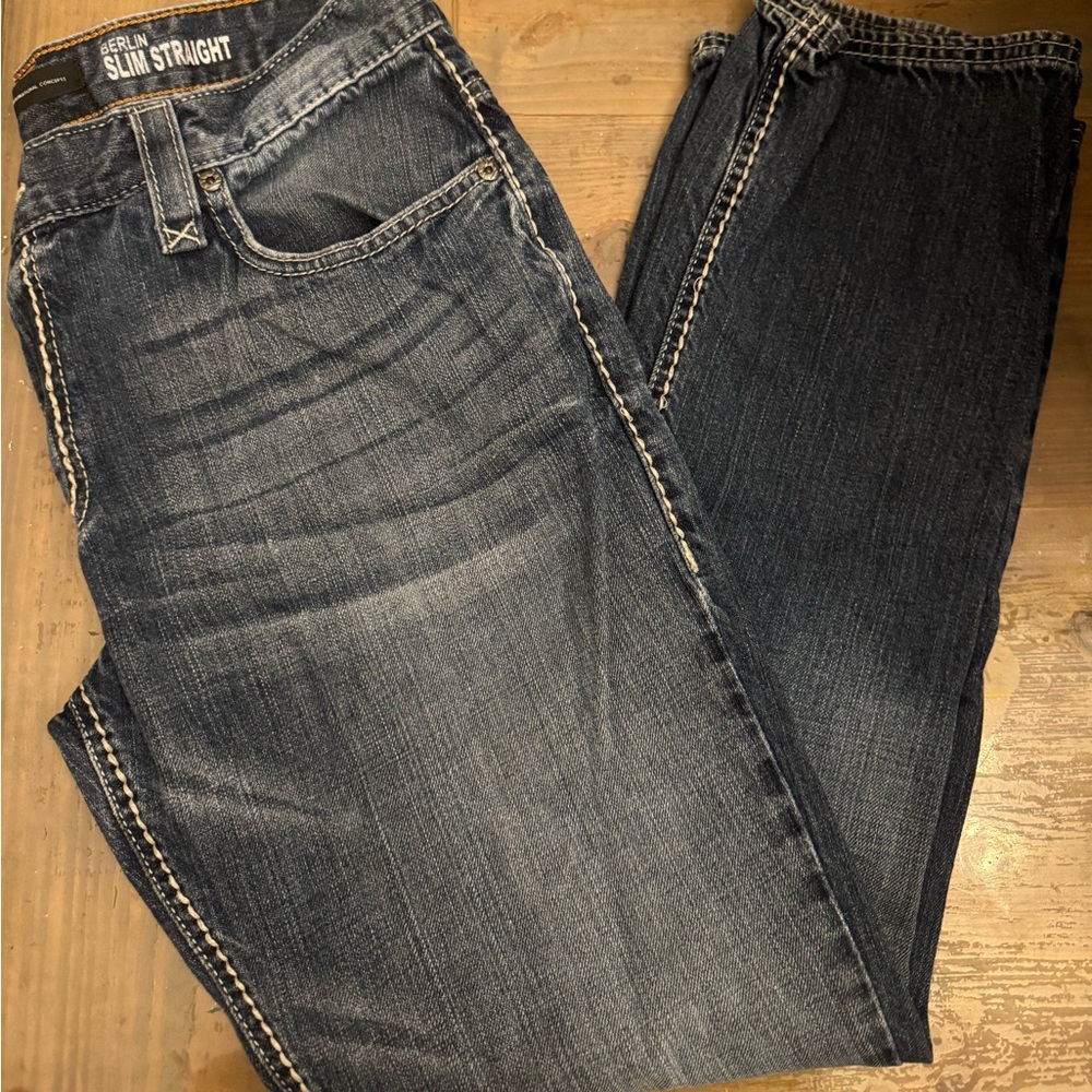 Perfect INC International Concepts Mens Blue Denim Jeans Size 34 x 30 Straight